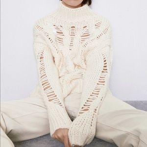 ZARA OPENWORK CABLE KNIT SWEATER